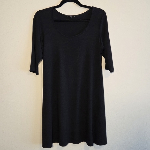 Eileen Fisher Black Scoopneck Tunic Top Sz S Minimalist Casual Relaxed Capsule - Picture 1 of 7